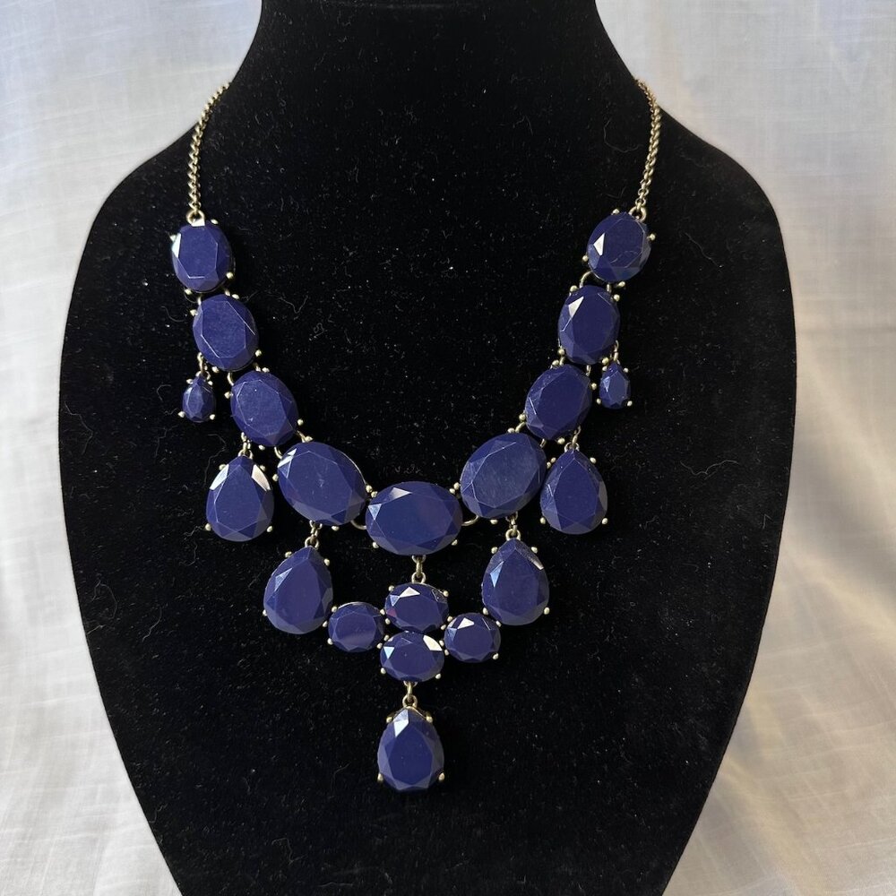 J. Crew Dark Blue Cascading Stone Necklace - Picture 2 of 13